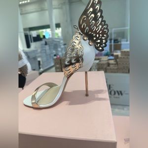 Sophie Webster butterfly rose gold & white heel size 41